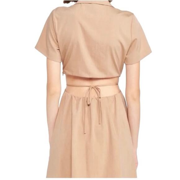 EN SAISON Women’s Beverly Short Sleeve Mini Dress with cutouts in beige-Size M - Picture 2 of 7